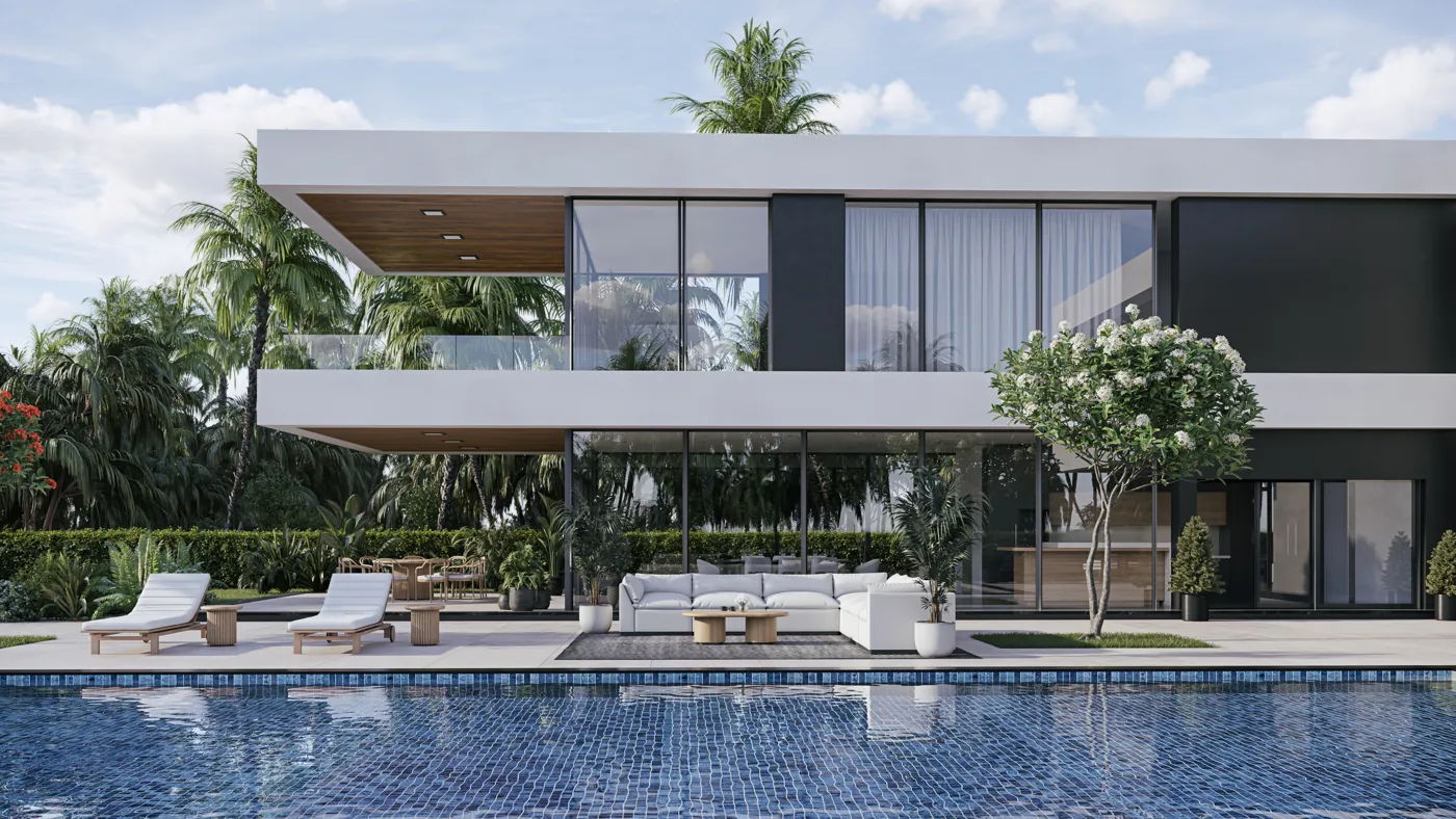 Modern house, pool